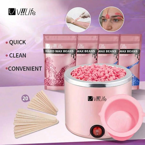 Viilife EU Plug Hair Removal Wax Kit Waxing Beads Face/Brazilian/Full Body/Bikini/Sensitiive skin